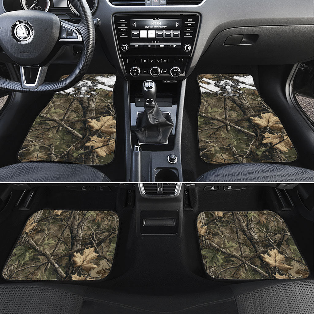 Deer Skull Hunting Car Mats Camo Forest Grunge Buck Skull Crossed Rifles Target