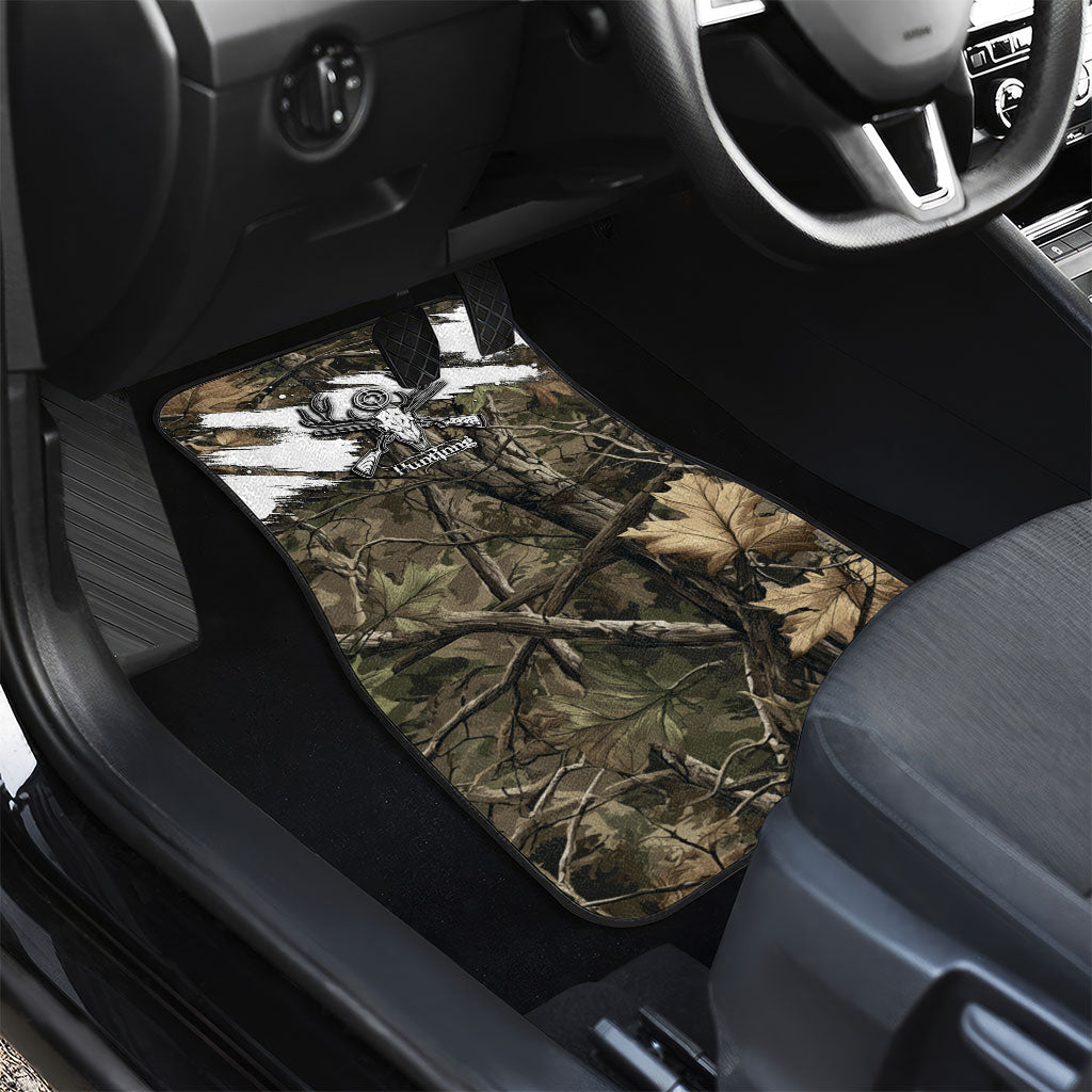 Deer Skull Hunting Car Mats Camo Forest Grunge Buck Skull Crossed Rifles Target