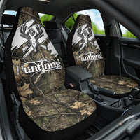 Deer Skull Hunting Car Seat Cover Camo Forest Grunge Buck Skull Crossed Rifles Target
