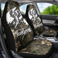 Deer Skull Hunting Car Seat Cover Camo Forest Grunge Buck Skull Crossed Rifles Target