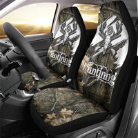Deer Skull Hunting Car Seat Cover Camo Forest Grunge Buck Skull Crossed Rifles Target