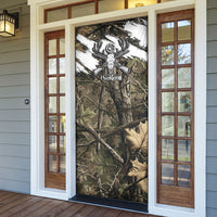Deer Skull Hunting Door Cover Camo Forest Grunge Buck Skull Crossed Rifles Target