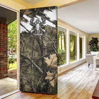 Deer Skull Hunting Door Cover Camo Forest Grunge Buck Skull Crossed Rifles Target