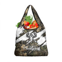 Deer Skull Hunting Grocery Bag Camo Forest Grunge Buck Skull Crossed Rifles Target