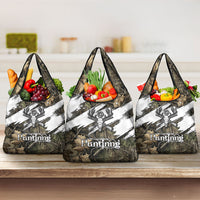 Deer Skull Hunting Grocery Bag Camo Forest Grunge Buck Skull Crossed Rifles Target