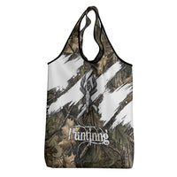 Deer Skull Hunting Grocery Bag Camo Forest Grunge Buck Skull Crossed Rifles Target