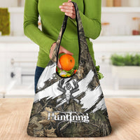 Deer Skull Hunting Grocery Bag Camo Forest Grunge Buck Skull Crossed Rifles Target
