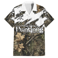 Deer Skull Hunting Hawaiian Shirt Camo Forest Grunge Buck Skull Crossed Rifles Target