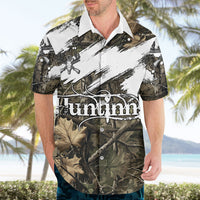 Deer Skull Hunting Hawaiian Shirt Camo Forest Grunge Buck Skull Crossed Rifles Target