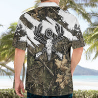 Deer Skull Hunting Hawaiian Shirt Camo Forest Grunge Buck Skull Crossed Rifles Target
