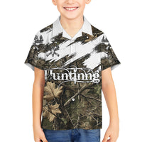 Deer Skull Hunting Hawaiian Shirt Camo Forest Grunge Buck Skull Crossed Rifles Target