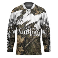 Deer Skull Hunting Hockey Jersey Camo Forest Grunge Buck Skull Crossed Rifles Target