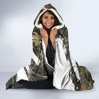 Deer Skull Hunting Hooded Blanket Camo Forest Grunge Buck Skull Crossed Rifles Target