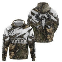 Deer Skull Hunting Hoodie Camo Forest Grunge Buck Skull Crossed Rifles Target
