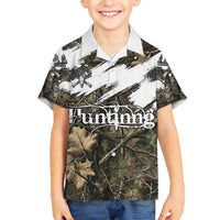 Deer Skull Hunting Kid Hawaiian Shirt Camo Forest Grunge Buck Skull Crossed Rifles Target