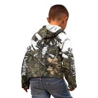 Deer Skull Hunting Kid Hoodie Camo Forest Grunge Buck Skull Crossed Rifles Target