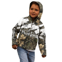 Deer Skull Hunting Kid Hoodie Camo Forest Grunge Buck Skull Crossed Rifles Target