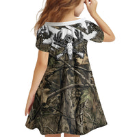 Deer Skull Hunting Kid Short Sleeve Dress Camo Forest Grunge Buck Skull Crossed Rifles Target