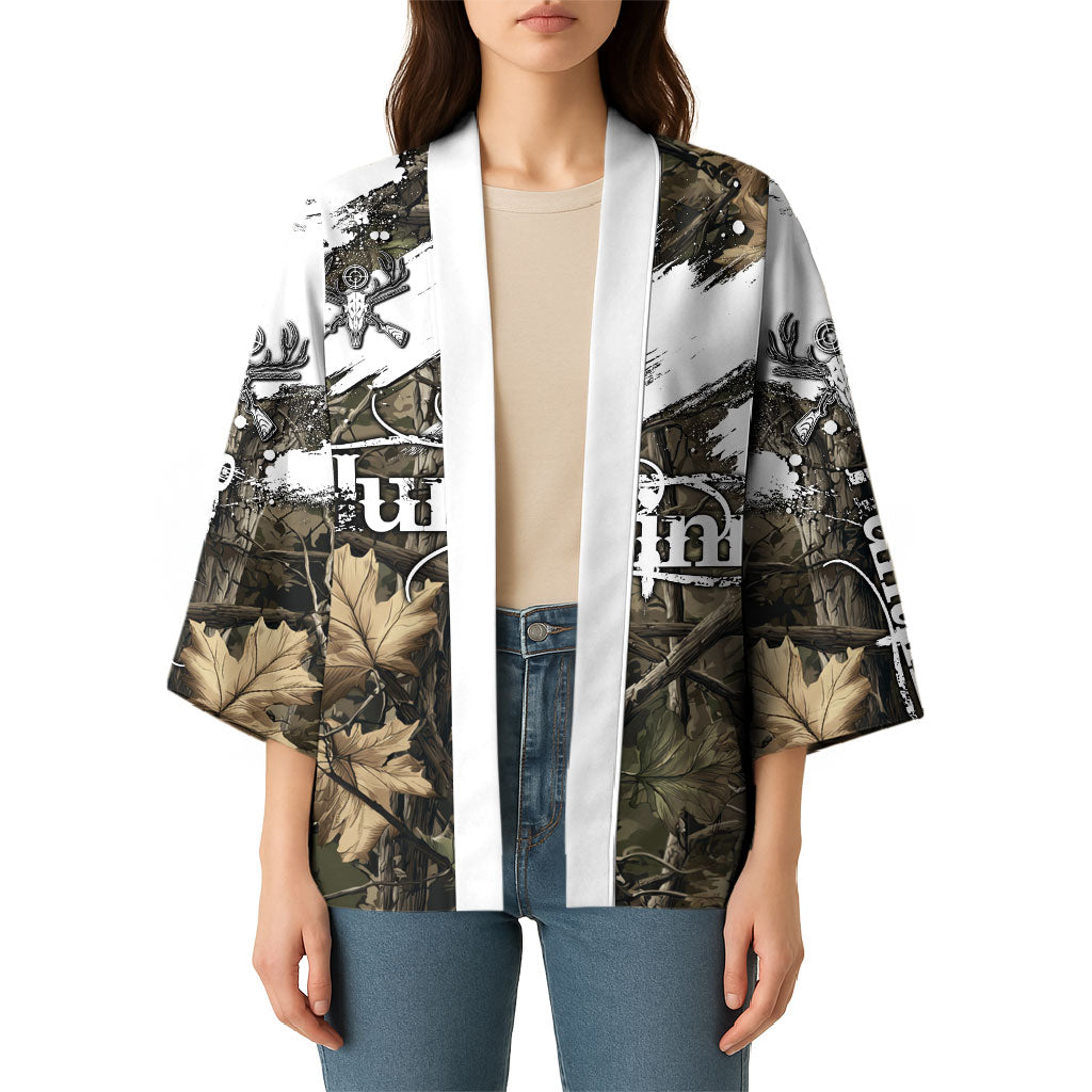 Deer Skull Hunting Kimono Camo Forest Grunge Buck Skull Crossed Rifles Target