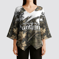 Deer Skull Hunting Kimono Sleeve Blouse Camo Forest Grunge Buck Skull Crossed Rifles Target