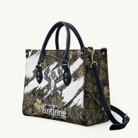 Deer Skull Hunting Leather Bag Camo Forest Grunge Buck Skull Crossed Rifles Target