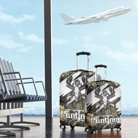 Deer Skull Hunting Luggage Cover Camo Forest Grunge Buck Skull Crossed Rifles Target