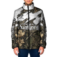 Deer Skull Hunting Padded Jacket Camo Forest Grunge Buck Skull Crossed Rifles Target