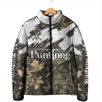 Deer Skull Hunting Padded Jacket Camo Forest Grunge Buck Skull Crossed Rifles Target
