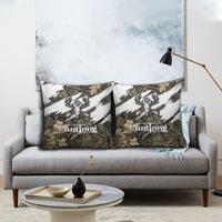 Deer Skull Hunting Pillow Cover Camo Forest Grunge Buck Skull Crossed Rifles Target