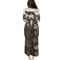 Deer Skull Hunting Puletasi Camo Forest Grunge Buck Skull Crossed Rifles Target