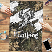 Deer Skull Hunting Puzzle Camo Forest Grunge Buck Skull Crossed Rifles Target