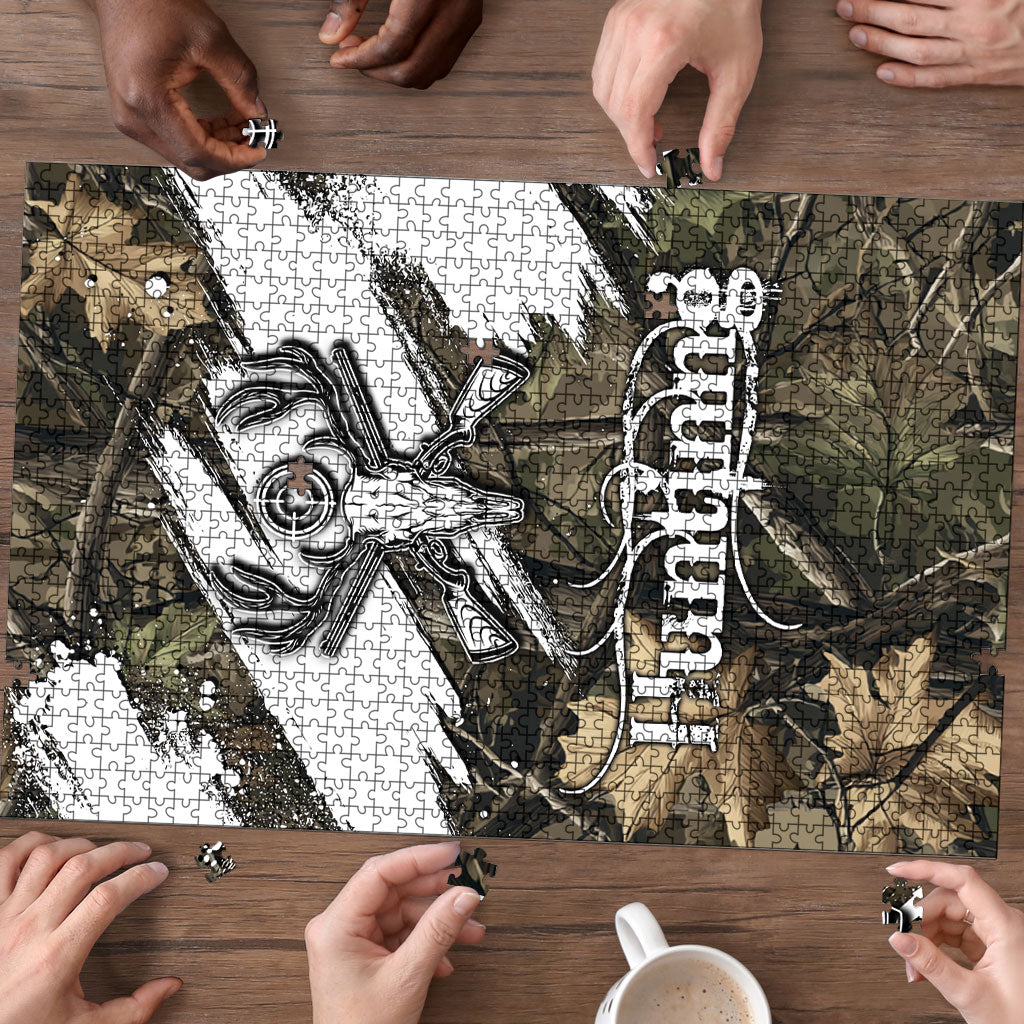 Deer Skull Hunting Puzzle Camo Forest Grunge Buck Skull Crossed Rifles Target