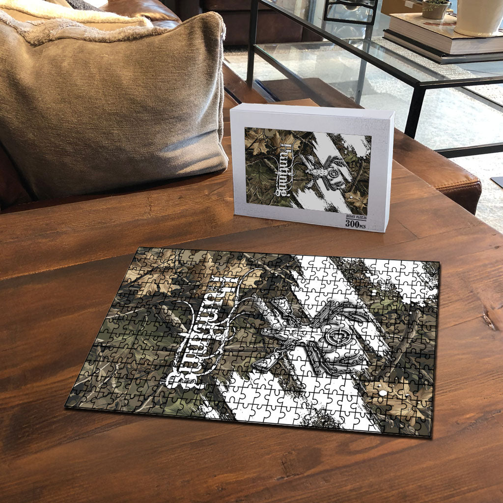Deer Skull Hunting Puzzle Camo Forest Grunge Buck Skull Crossed Rifles Target