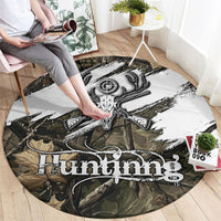 Deer Skull Hunting Round Carpet Camo Forest Grunge Buck Skull Crossed Rifles Target