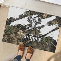 Deer Skull Hunting Rubber Doormat Camo Forest Grunge Buck Skull Crossed Rifles Target
