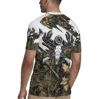 Deer Skull Hunting Rugby Jersey Camo Forest Grunge Buck Skull Crossed Rifles Target