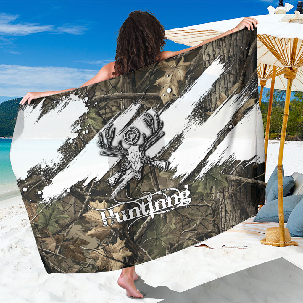 Deer Skull Hunting Sarong Camo Forest Grunge Buck Skull Crossed Rifles Target