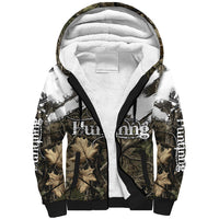 Deer Skull Hunting Sherpa Hoodie Camo Forest Grunge Buck Skull Crossed Rifles Target