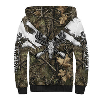 Deer Skull Hunting Sherpa Hoodie Camo Forest Grunge Buck Skull Crossed Rifles Target