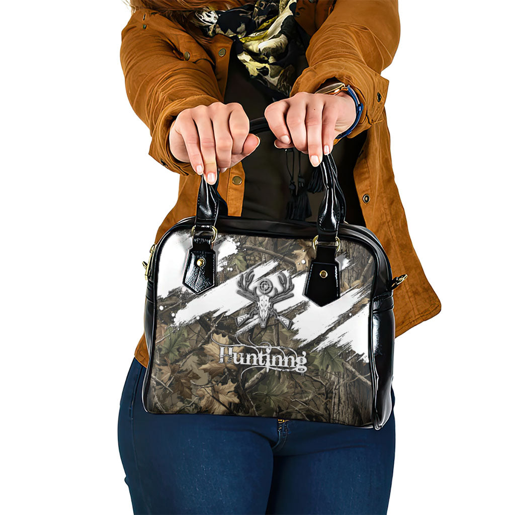 Deer Skull Hunting Shoulder Handbag Camo Forest Grunge Buck Skull Crossed Rifles Target