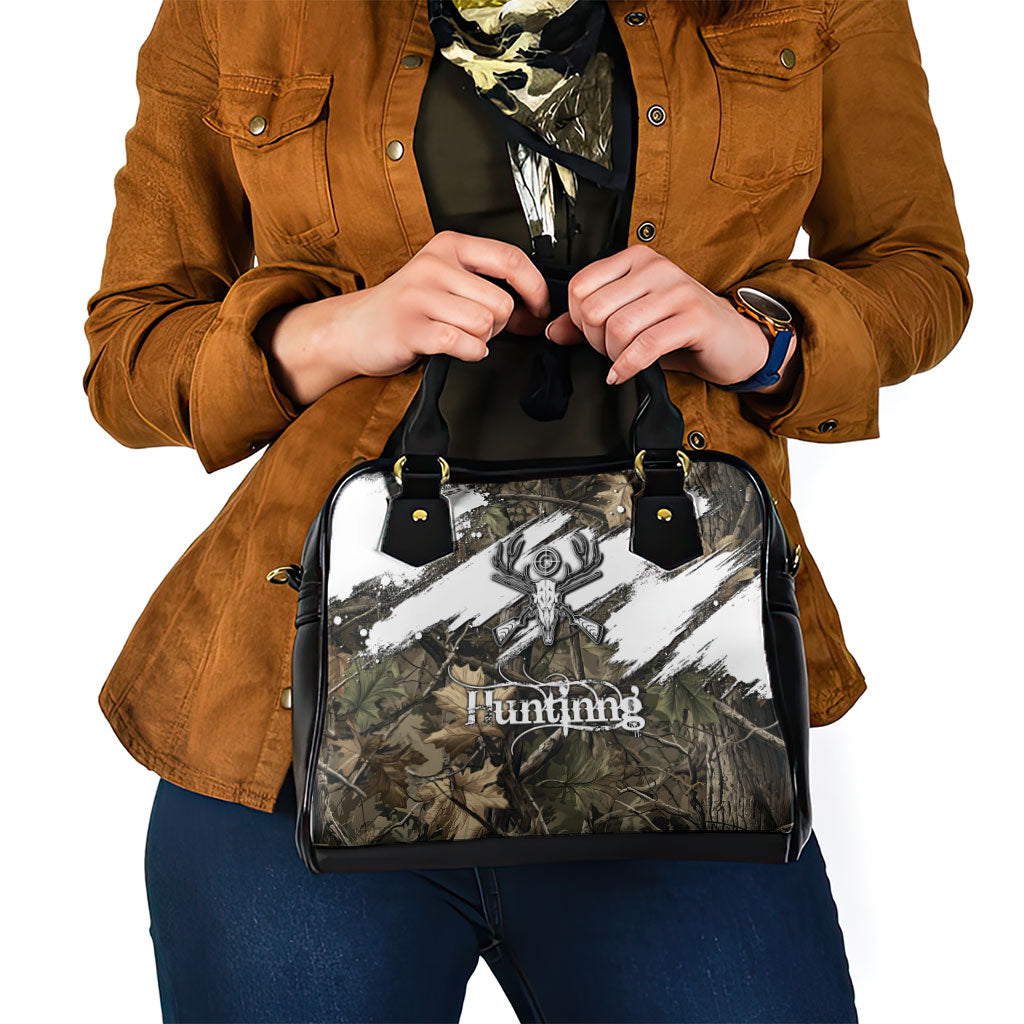 Deer Skull Hunting Shoulder Handbag Camo Forest Grunge Buck Skull Crossed Rifles Target