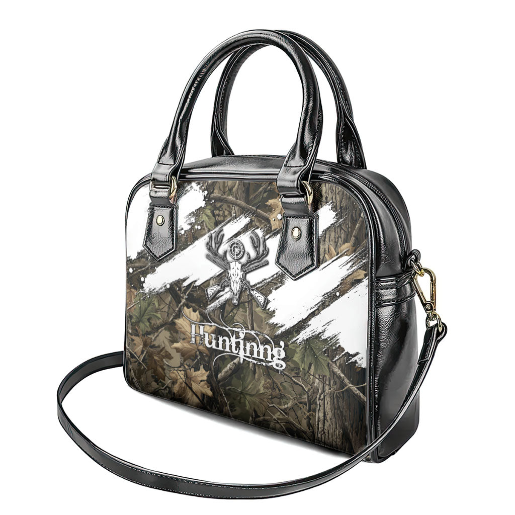 Deer Skull Hunting Shoulder Handbag Camo Forest Grunge Buck Skull Crossed Rifles Target