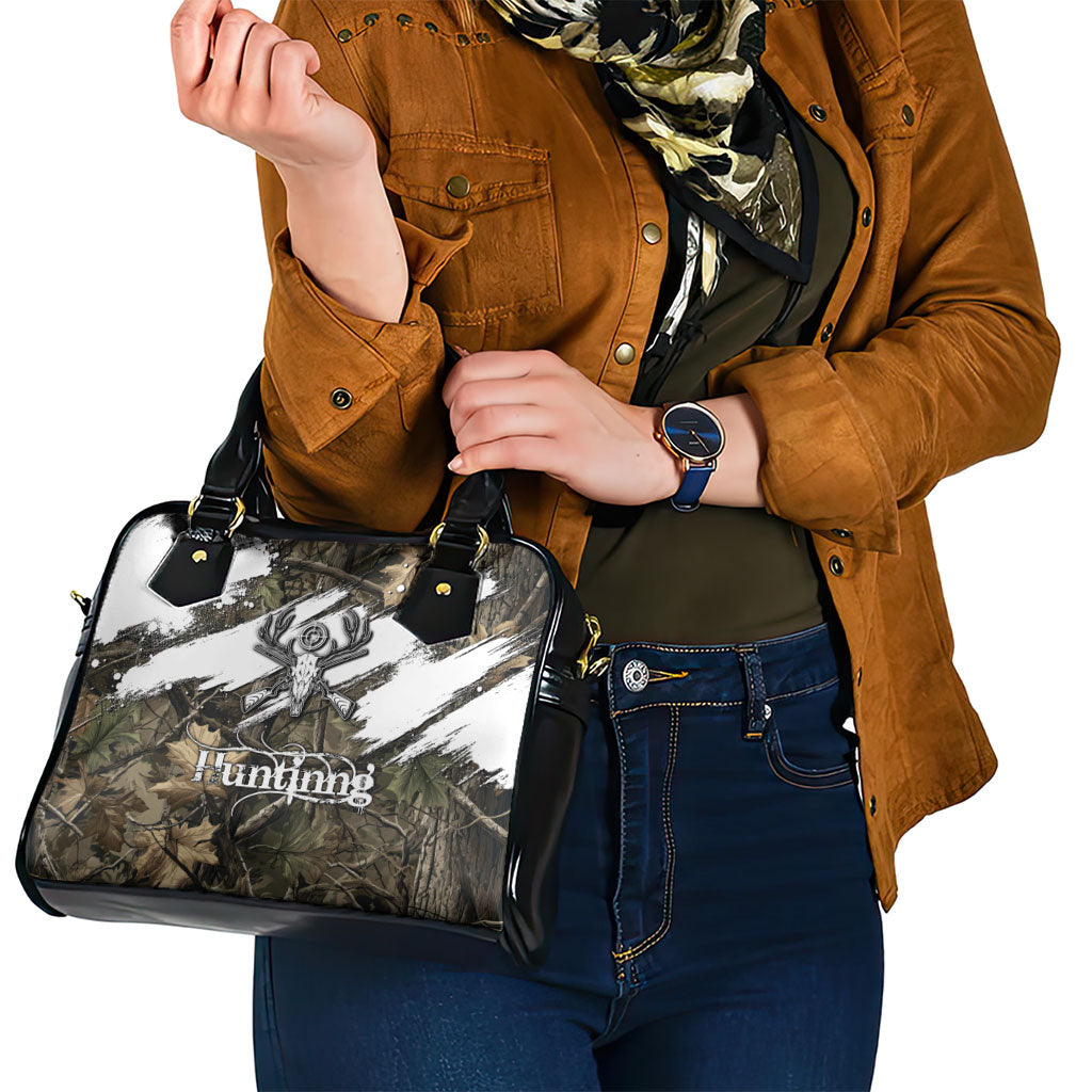 Deer Skull Hunting Shoulder Handbag Camo Forest Grunge Buck Skull Crossed Rifles Target