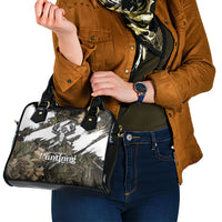 Deer Skull Hunting Shoulder Handbag Camo Forest Grunge Buck Skull Crossed Rifles Target