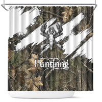 Deer Skull Hunting Shower Curtain Camo Forest Grunge Buck Skull Crossed Rifles Target