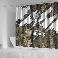 Deer Skull Hunting Shower Curtain Camo Forest Grunge Buck Skull Crossed Rifles Target