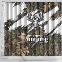 Deer Skull Hunting Shower Curtain Camo Forest Grunge Buck Skull Crossed Rifles Target