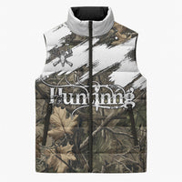 Deer Skull Hunting Sleeveless Puffer Jacket Camo Forest Grunge Buck Skull Crossed Rifles Target