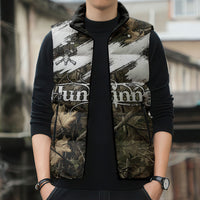 Deer Skull Hunting Sleeveless Puffer Jacket Camo Forest Grunge Buck Skull Crossed Rifles Target