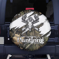 Deer Skull Hunting Spare Tire Cover Camo Forest Grunge Buck Skull Crossed Rifles Target